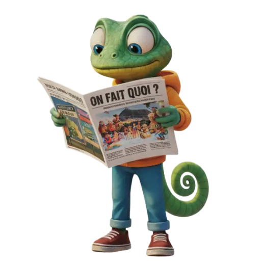 Caméléon mascotte du guide local des activités du Puy-de-Dôme