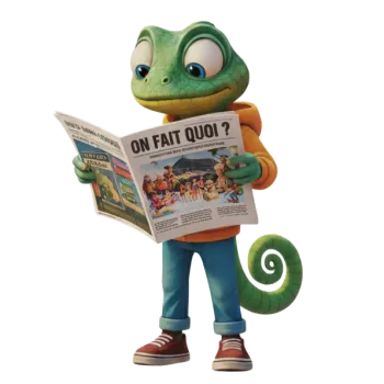 Caméléon mascotte du guide local des activités du Puy-de-Dôme